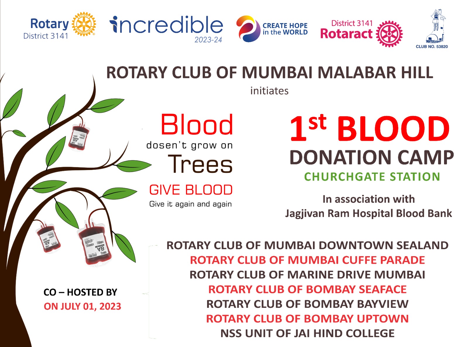 Rotary Clubs Organize Blood Donation Camp on 1st July to Start New Year in Mumbai