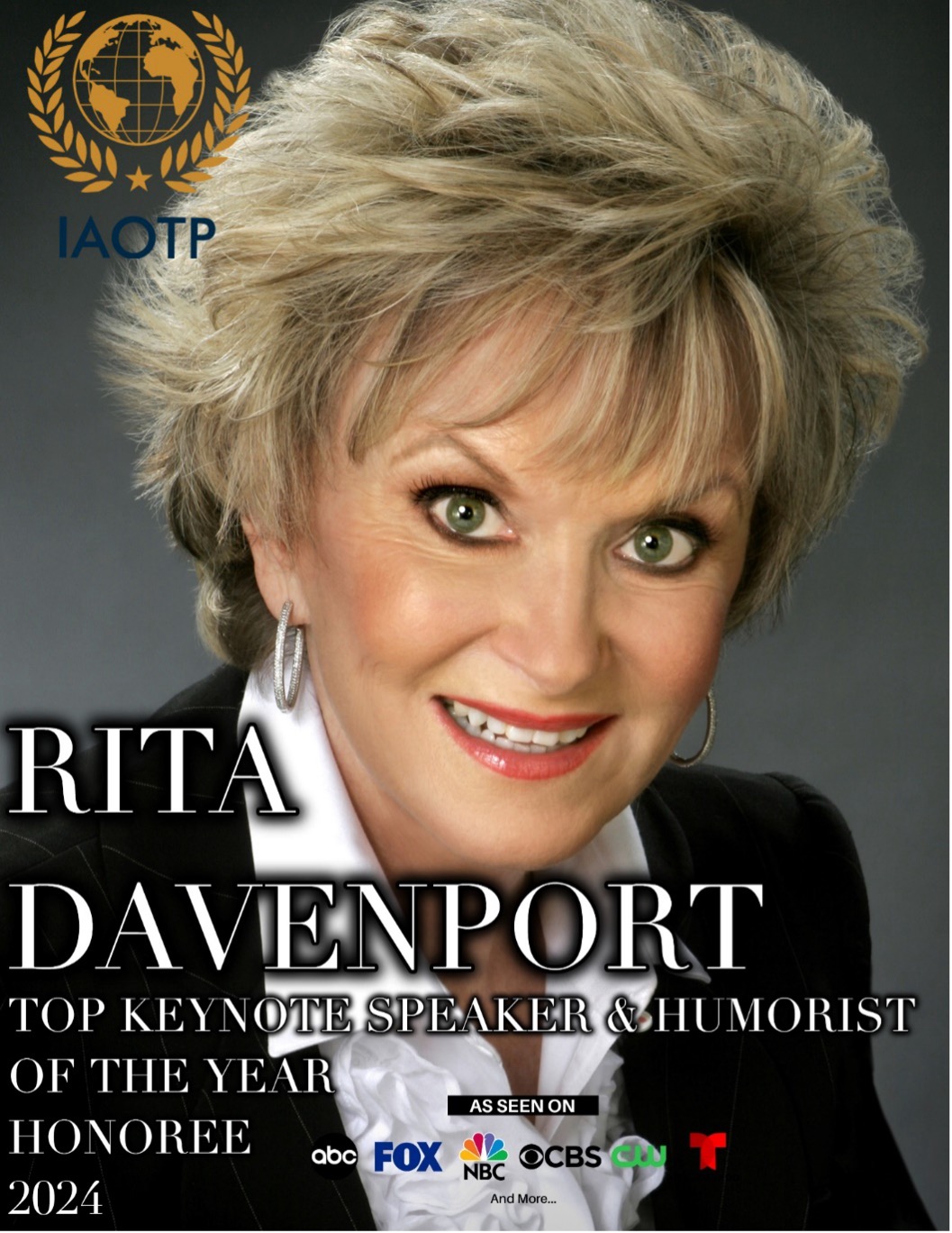 Rita Davenport Selected as Top Keynote Speaker & Humorist of the Year by IAOTP