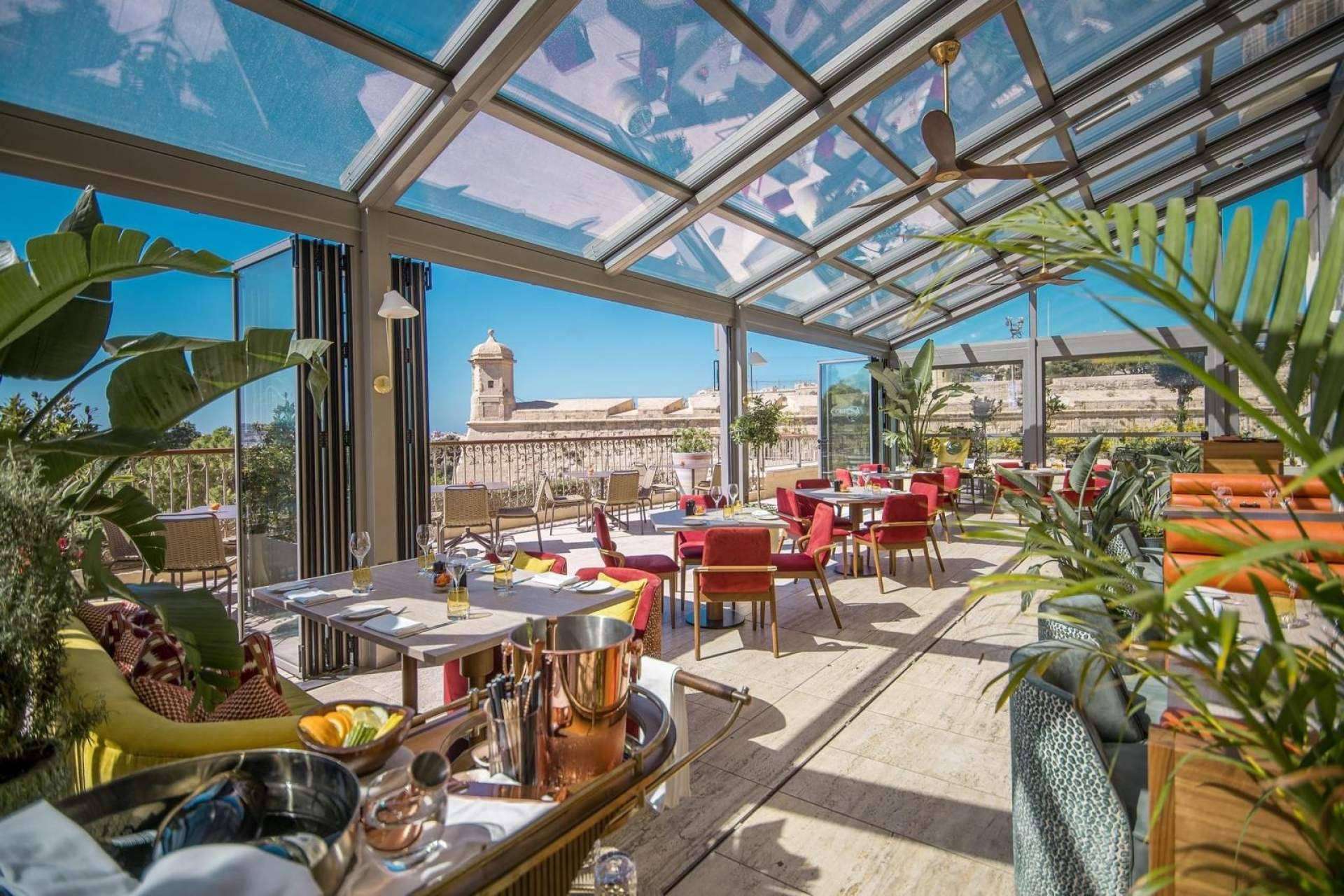 Airclos innovation transforms the terrace of Contessa restaurant at The Phoenicia Malta Hotel